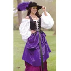 Country Wench Gathered Skirt In Eggplant Renaissance Collection